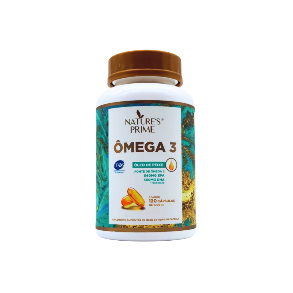 Frasco de ômega 3 Nature's Prime com 120 cápsulas