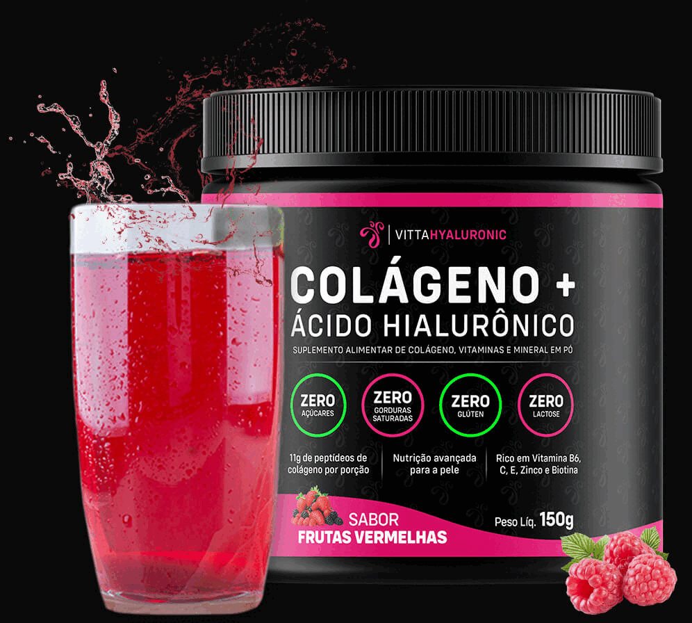 Pote de Vitta Hyaluronic, colágeno com ácido hialurônico sabor frutas vermelhas
